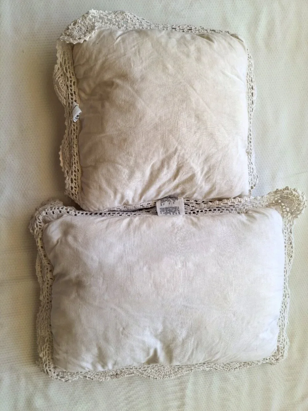 Vintage Keeco Crochet Rosette Pillow Shams Set of 2 Cream Ivory 100% Cotton